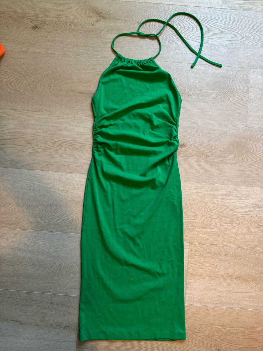 Zara Bright Green Halter Midi Dress
